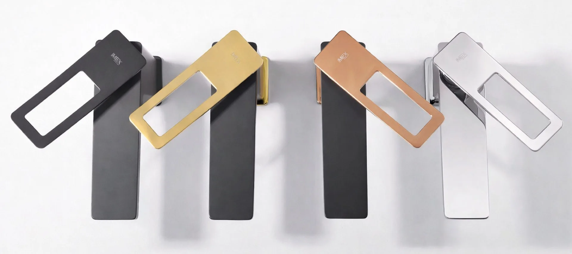 Black, gold, copper, and silver tapware