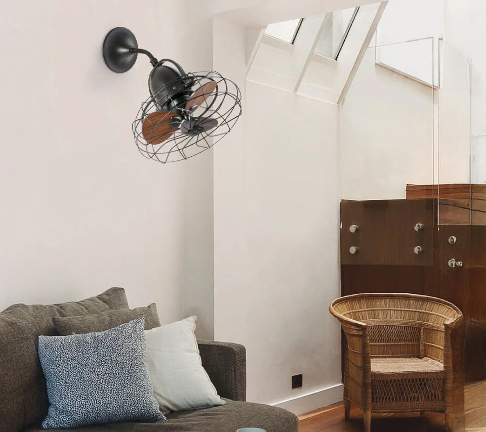 Sleek metal wall fan brings comfort and modern flair to your living space.