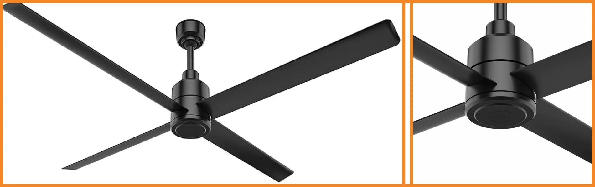Modern black XXL ceiling fans with 4 blades